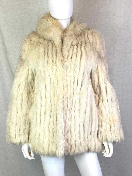 Vintage Cream White Gray FOX Fur Coat ABBY ESSIE STUDIOS