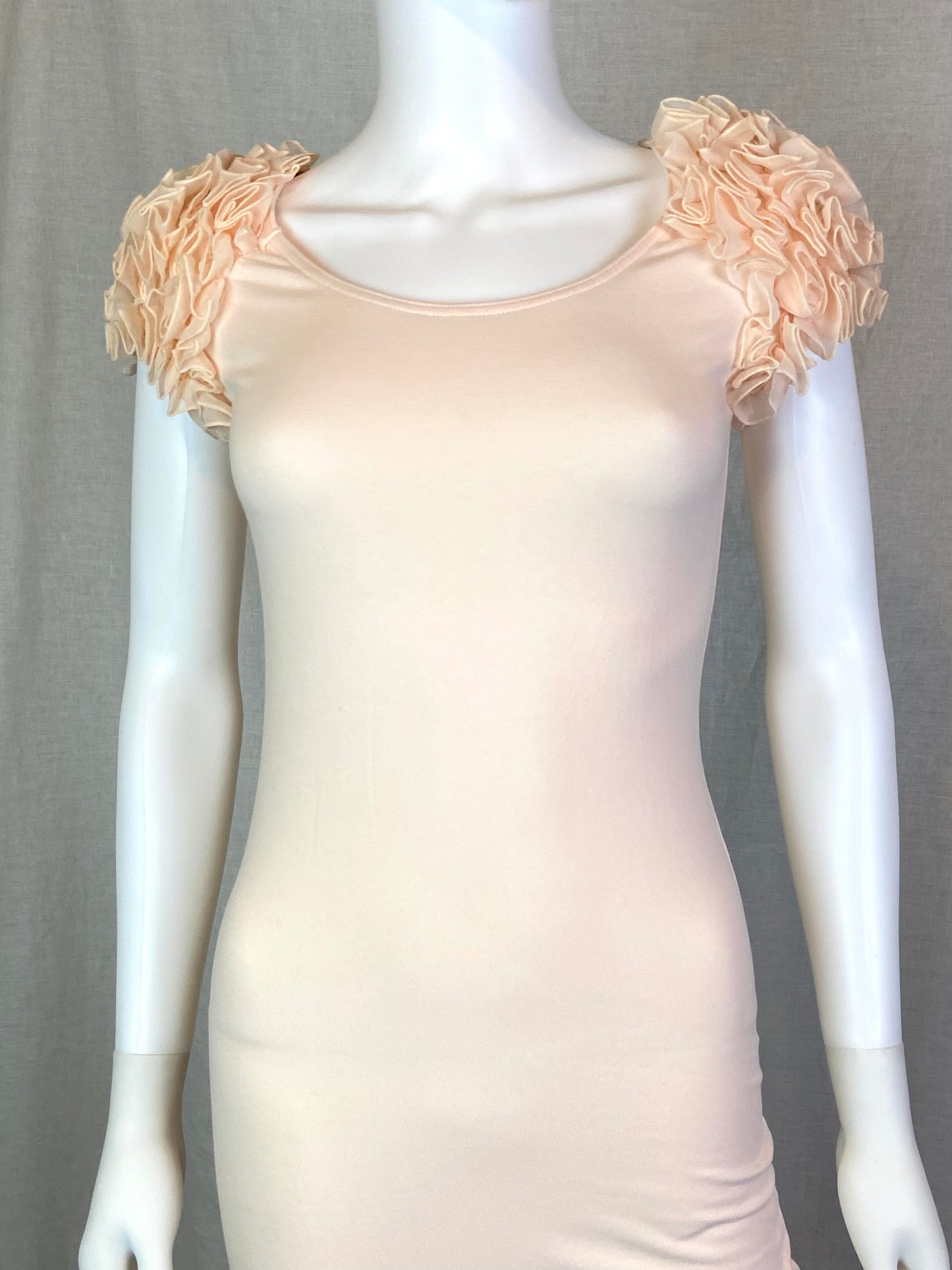 H&M Pink Peach Ruffle Sleeve Tee Dress Small ABBY ESSIE STUDIOS