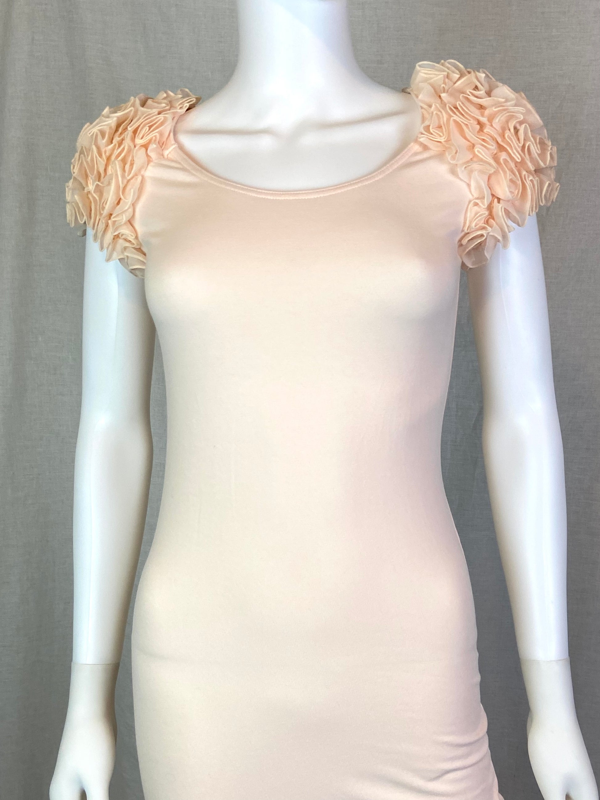 H&M Pink Peach Ruffle Sleeve Tee Dress Small ABBY ESSIE STUDIOS