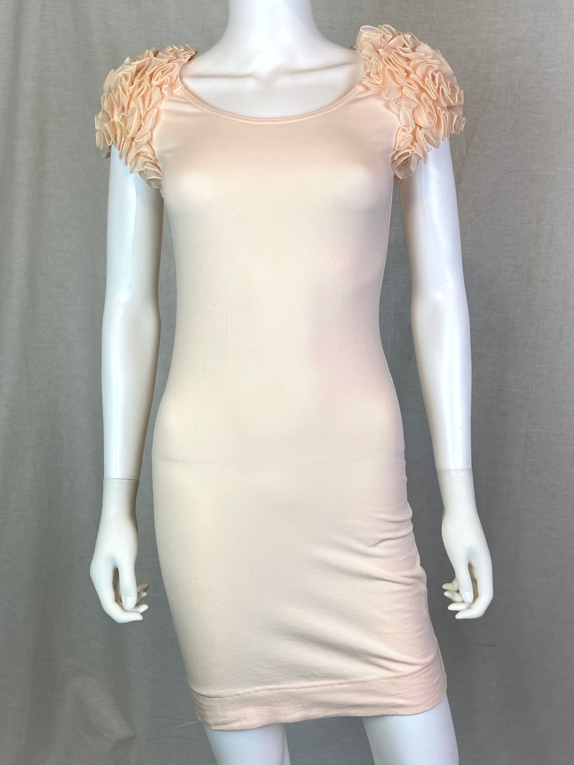 H&M Pink Peach Ruffle Sleeve Tee Dress Small ABBY ESSIE STUDIOS