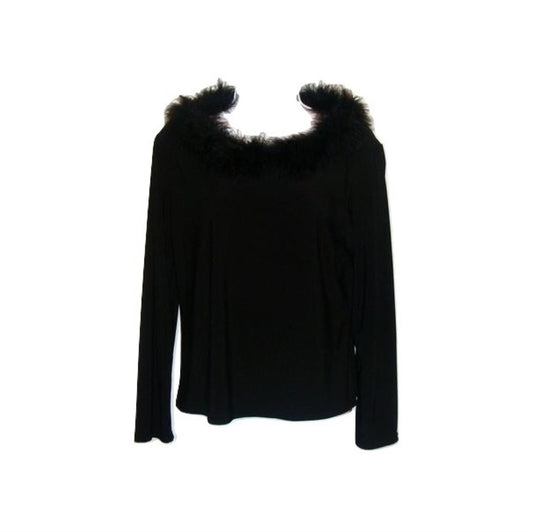 Black Boa Collar Sweater Top Abby Essie