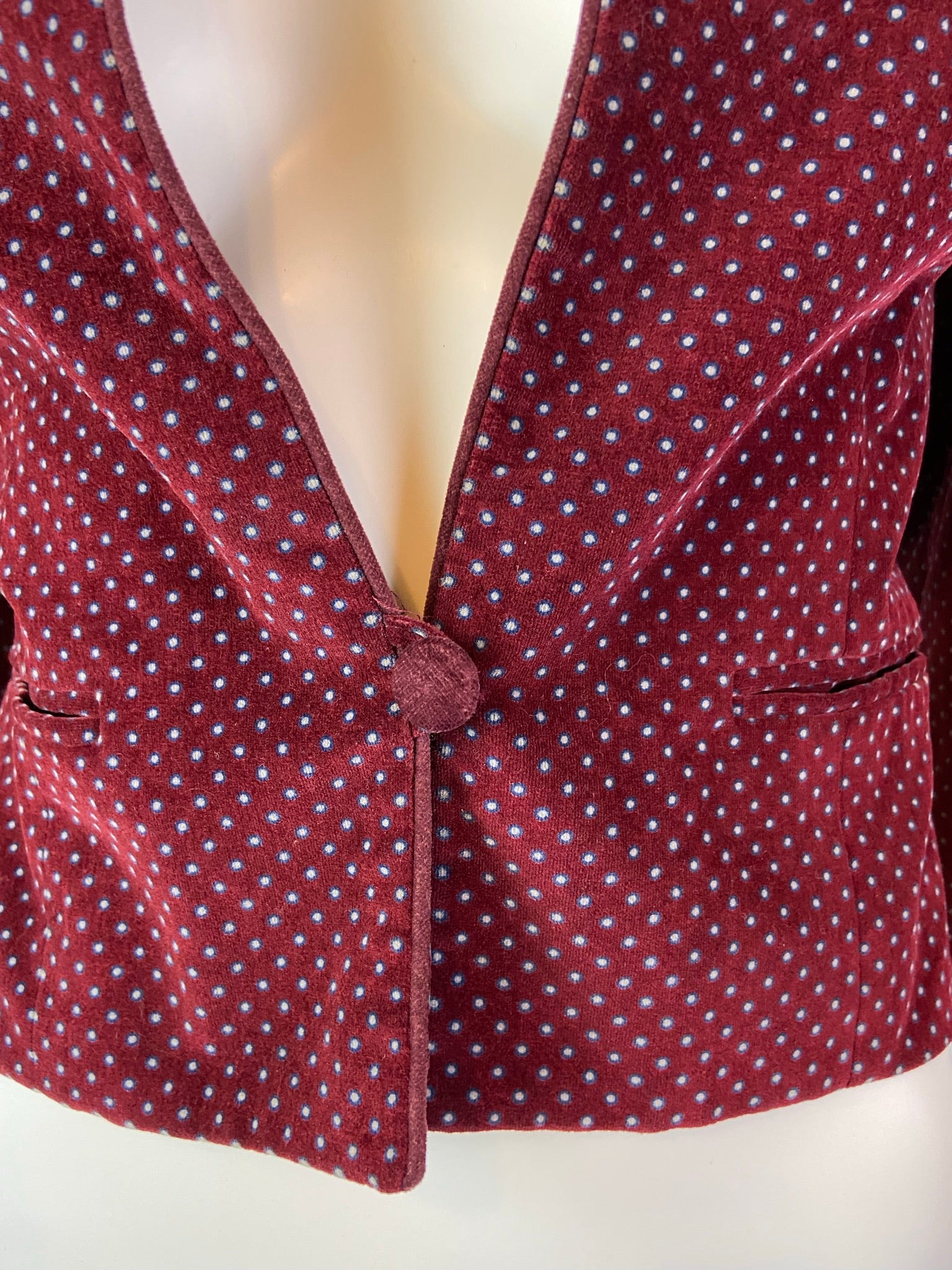 Vind De Casa Burgundy Red Velvet Polka Dot Jacket ABBY ESSIE STUDIOS
