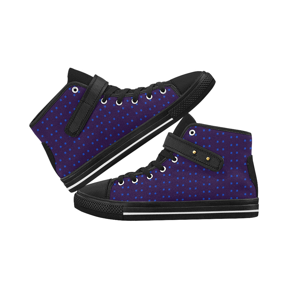 Fabric57 polka dots navy violet blue royal  large Aquila Strap Women's Shoes/Large Size (Model 1202) e-joyer