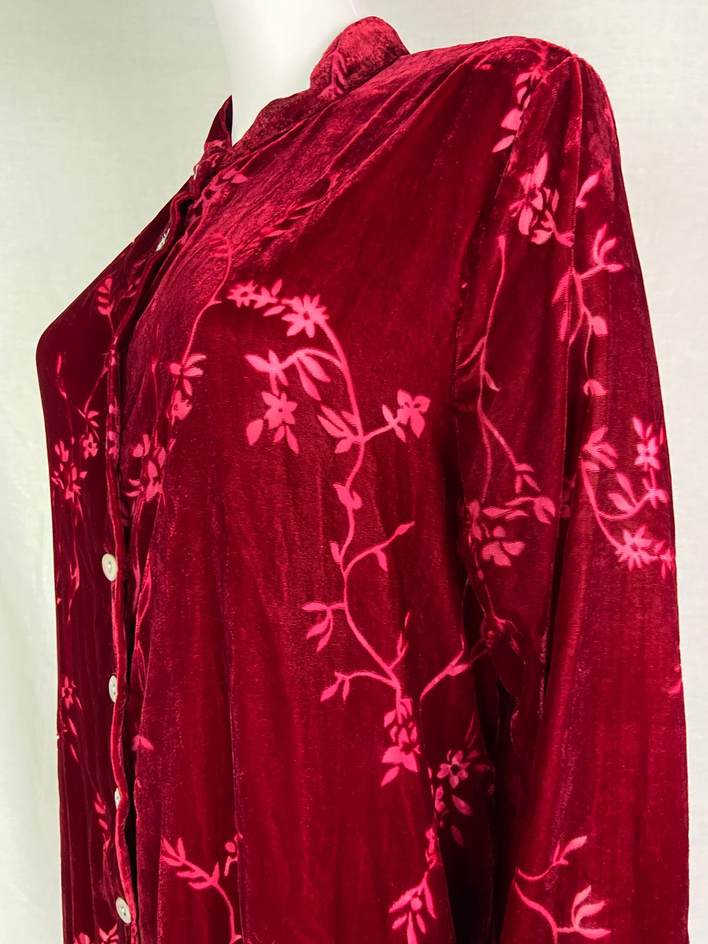 Victorian Red Velvet Floral Burnout Coat