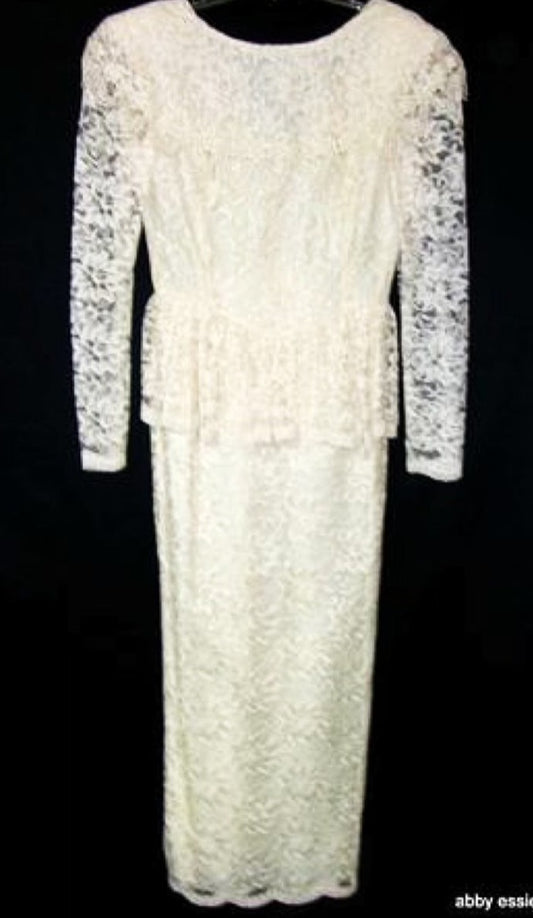 Vintage Cream White Peplum Great Gatsby Game Of Thrones Dress Gown Abby Essie