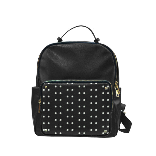 Polka Stripe Coed Leather Backpack