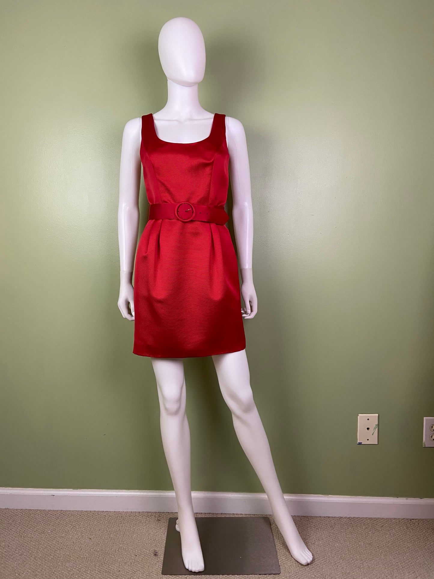 Red Silk KENAR Cocktail Sheath Mini Dress ABBY ESSIE Designer & Vintage