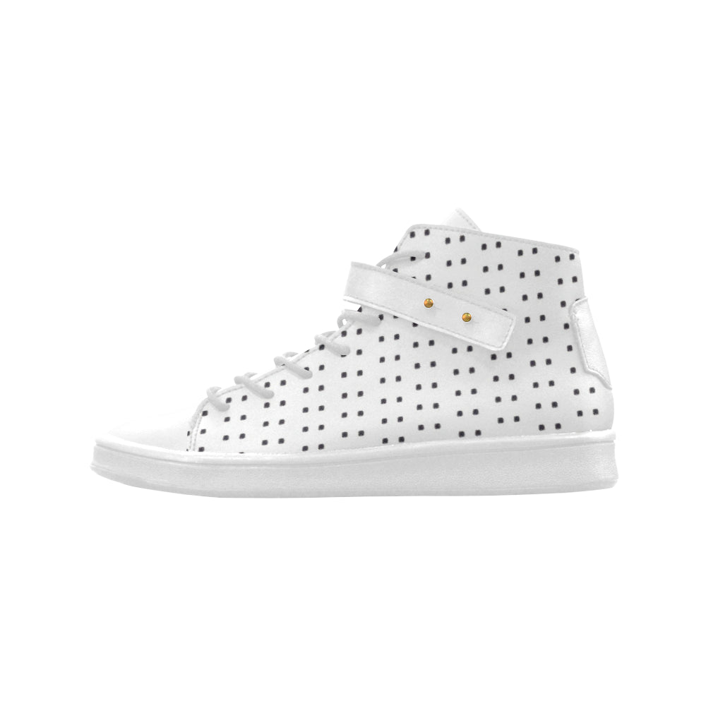 Polka Stripe Leather High Top Shoes e-joyer