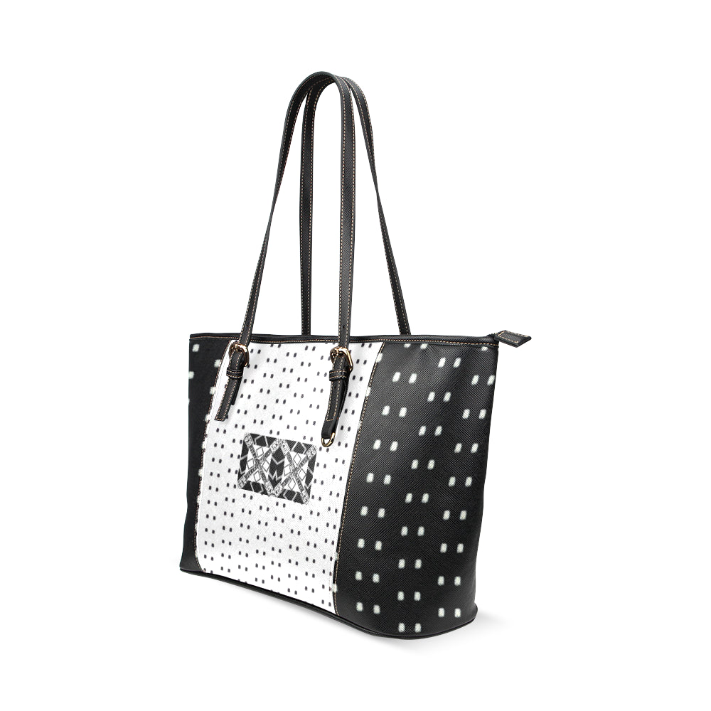 Logo Polka Stripe Alba Leather Tote Bag e-joyer