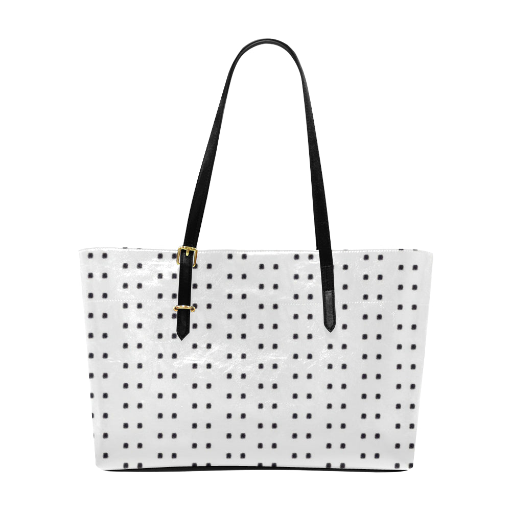 Polka Stripe Classic Leather Tote Bag e-joyer