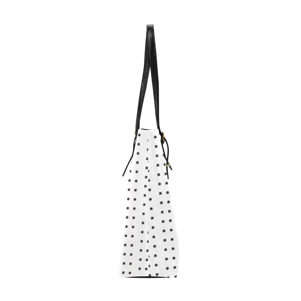 Polka Stripe Classic Leather Tote Bag e-joyer