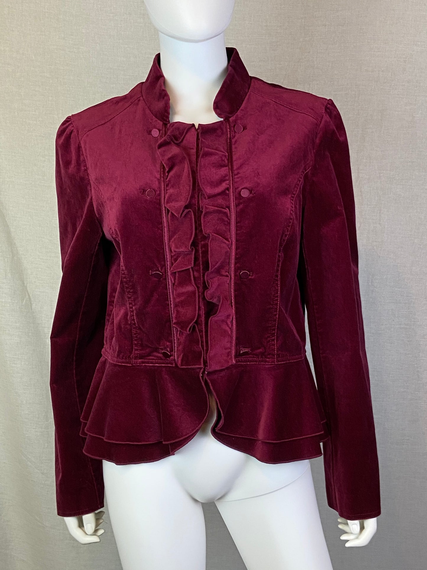 White House Black Market Burgundy Red Velvet Victorian Jacket