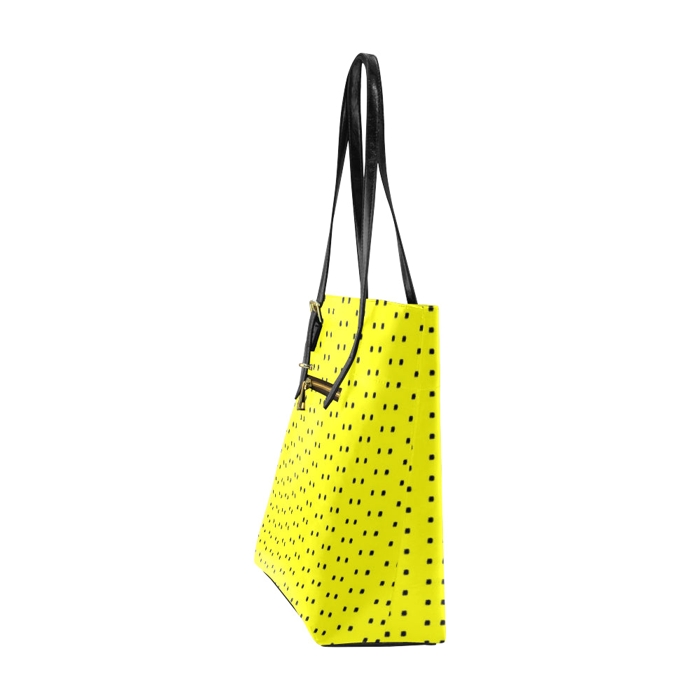 Polka Stripe Classic Leather Tote Bag e-joyer