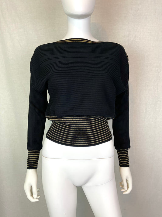 Black Gold Striped Sweater S/ M ABBY ESSIE STUDIOS