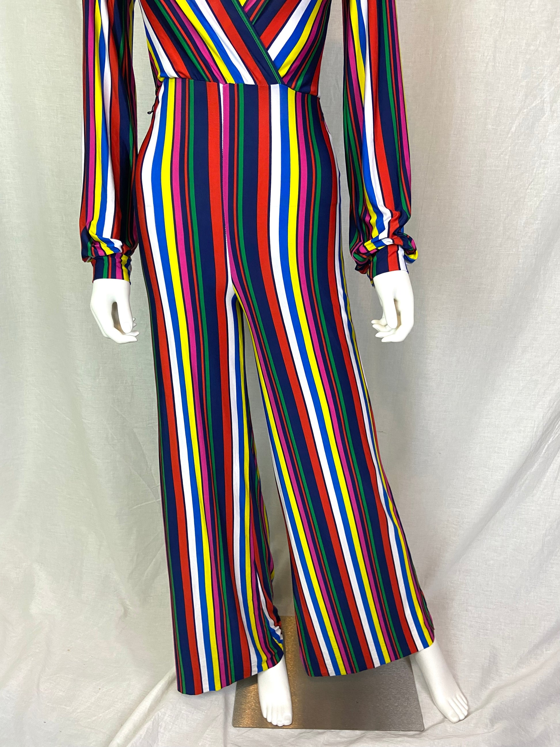 Rainbow Striped Jumpsuit Psntsuit Small ABBY ESSIE STUDIOS