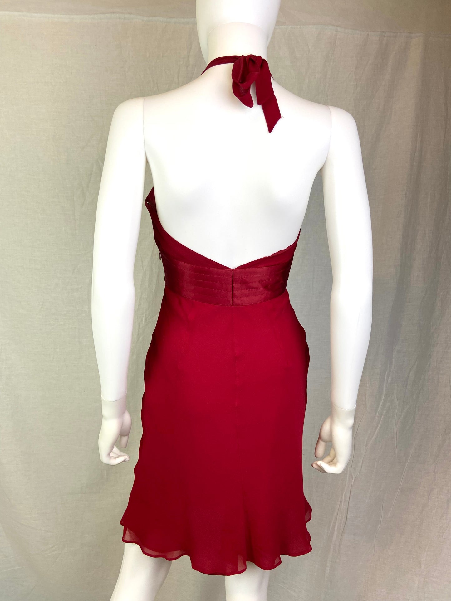Vintage Express Red Silk Marilyn Monroe Halter Dress