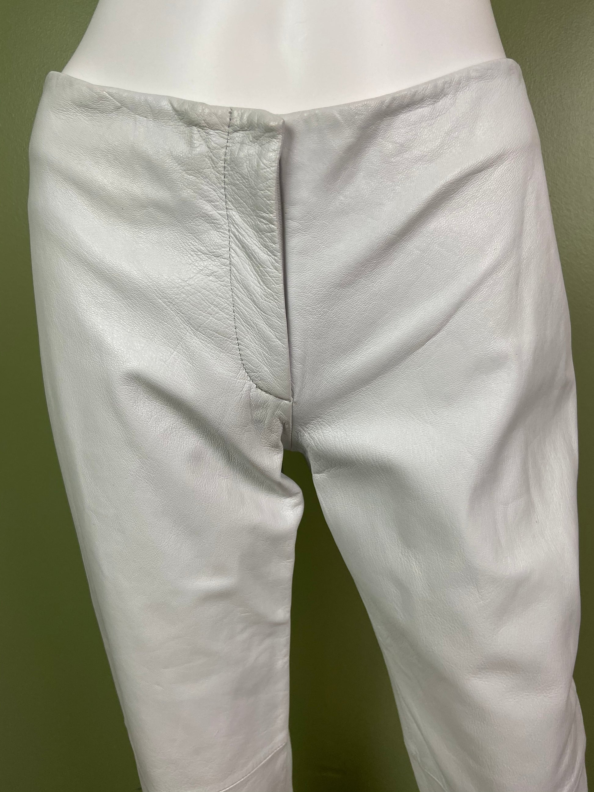 Vintage White Lambskin Leather Pink Graphic Print Pants Abby Essie