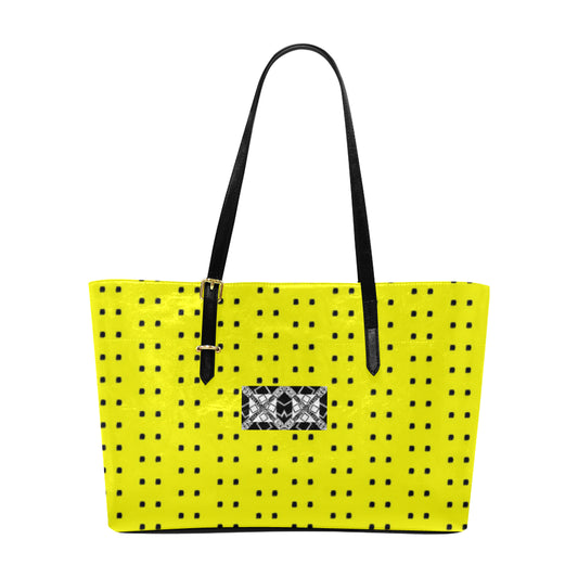 VIP Logo Polka Stripe Classic Leather Tote Bag e-joyer