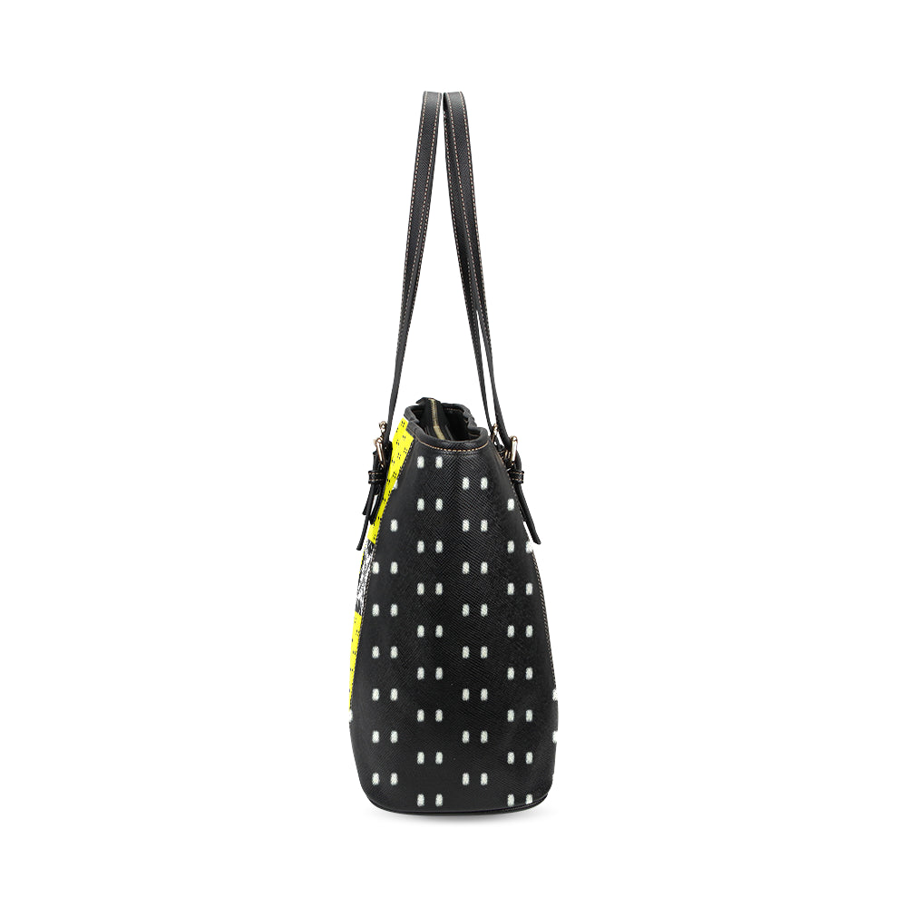 Logo Polka Stripe Alba Leather Tote Bag e-joyer