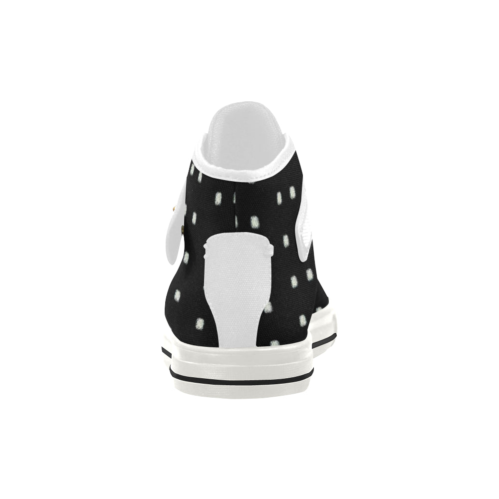 Fabric47 541 kb black bling polka dot Aquila Strap Women's Shoes/Large Size (Model 1202) e-joyer