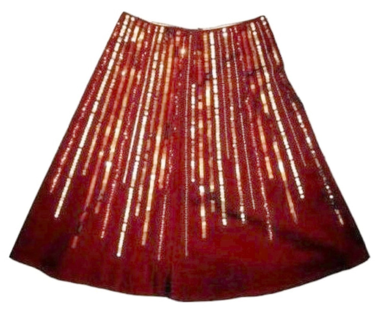 Haven Bleu Sequin Wood Bead Exotic Brown Cocktail Skirt Small  [4 6] Retail Abby Essie