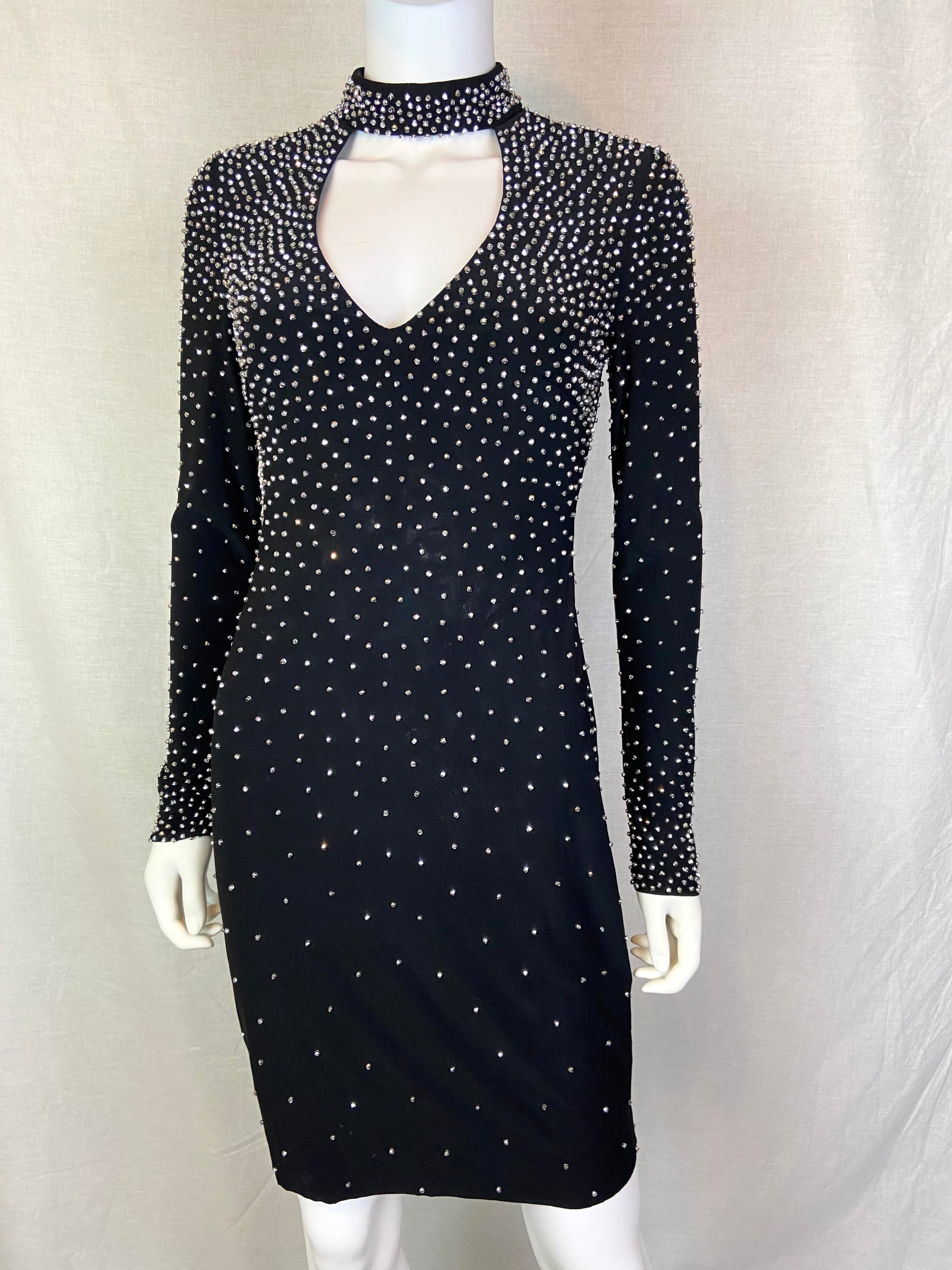 Studded Black Silver Goth Dress M ABBY ESSIE STUDIOS