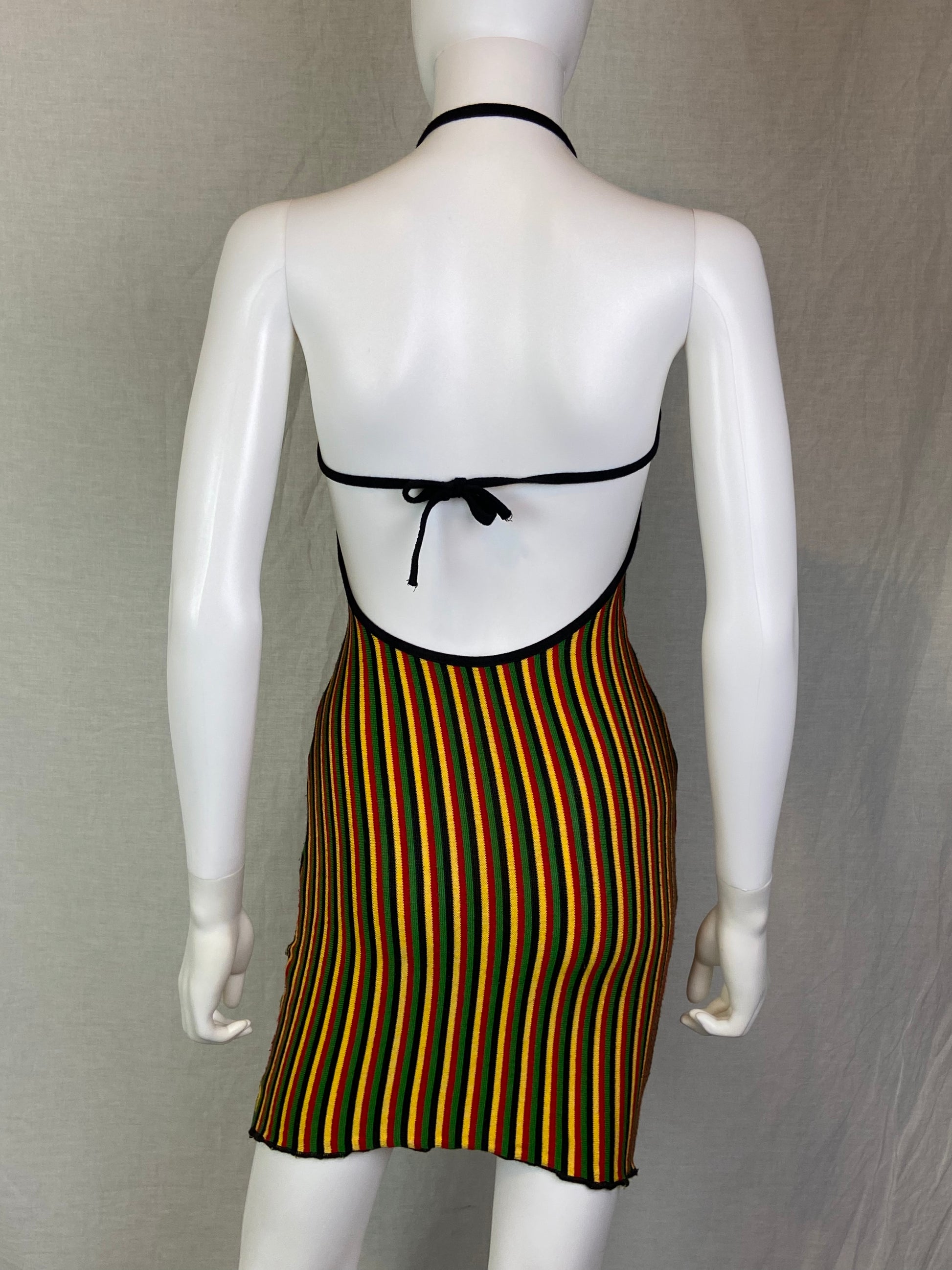 IR Jamaican Black Red Yellow Green Halter Mini Dress ABBY ESSIE STUDIOS