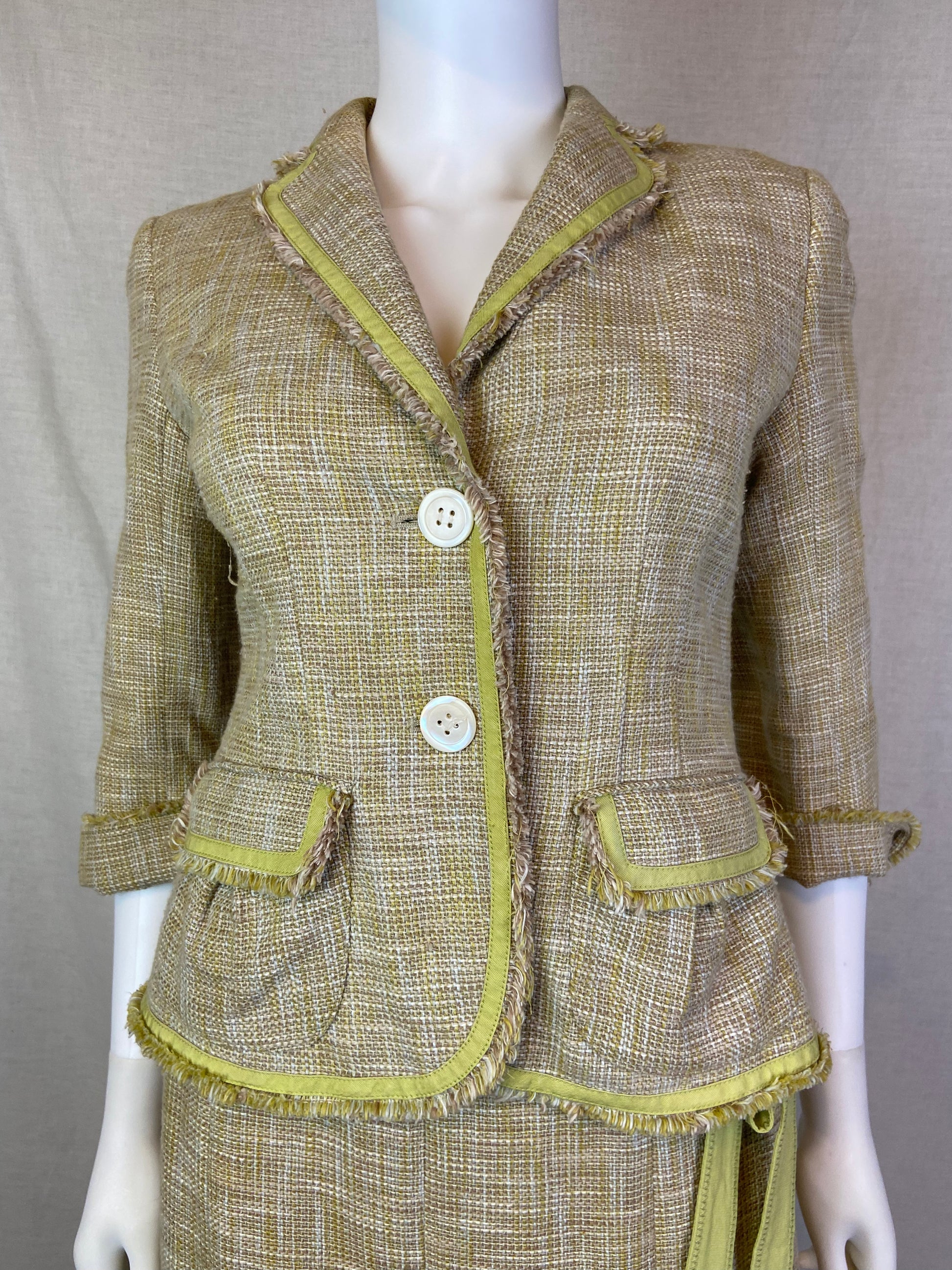 Ann Taylor Lime Green Chanel Skirt Suit ABBY ESSIE STUDIOS