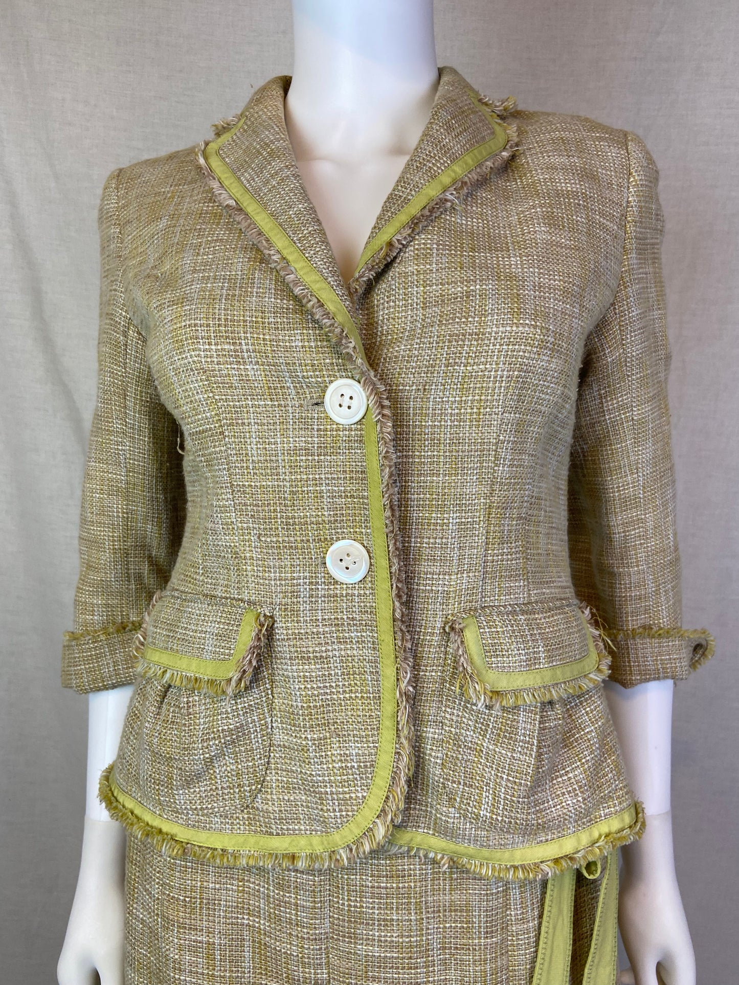 Ann Taylor Lime Green Chanel Skirt Suit ABBY ESSIE STUDIOS