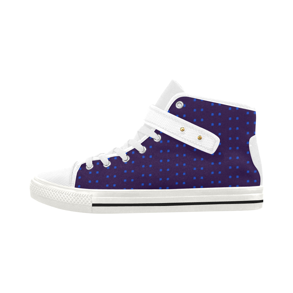 Fabric57 polka dots navy violet blue royal  large Aquila Strap Women's Shoes (Model 1202) e-joyer