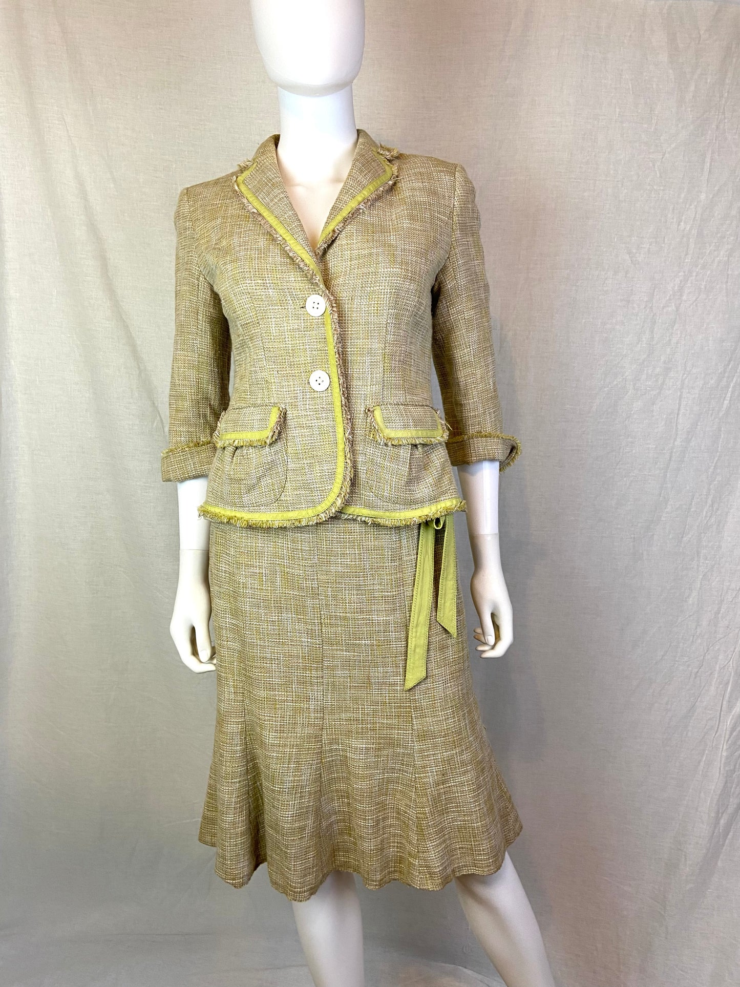 Ann Taylor Lime Green Chanel Skirt Suit