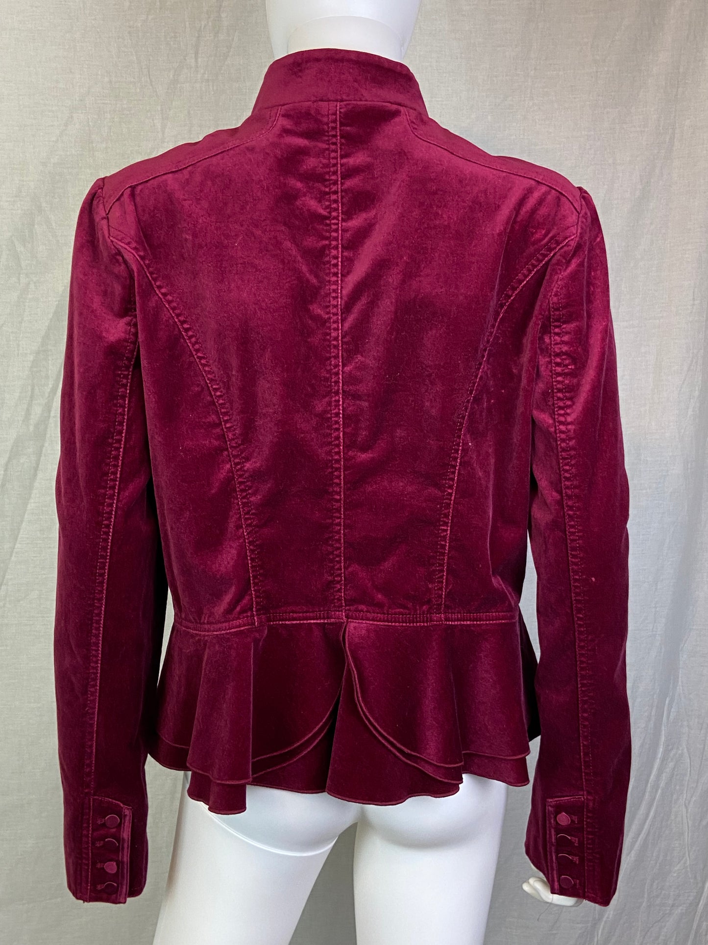 White House Black Market Burgundy Red Velvet Victorian Jacket
