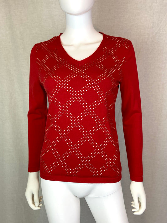 Tommy Hilfiger Studded Red Top Small ABBY ESSIE STUDIOS