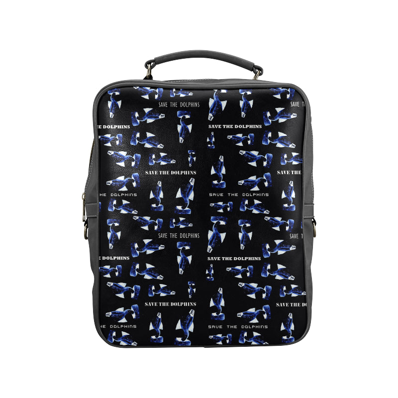 Save the Dolphins Leather Carry-On Backpack Bag e-joyer