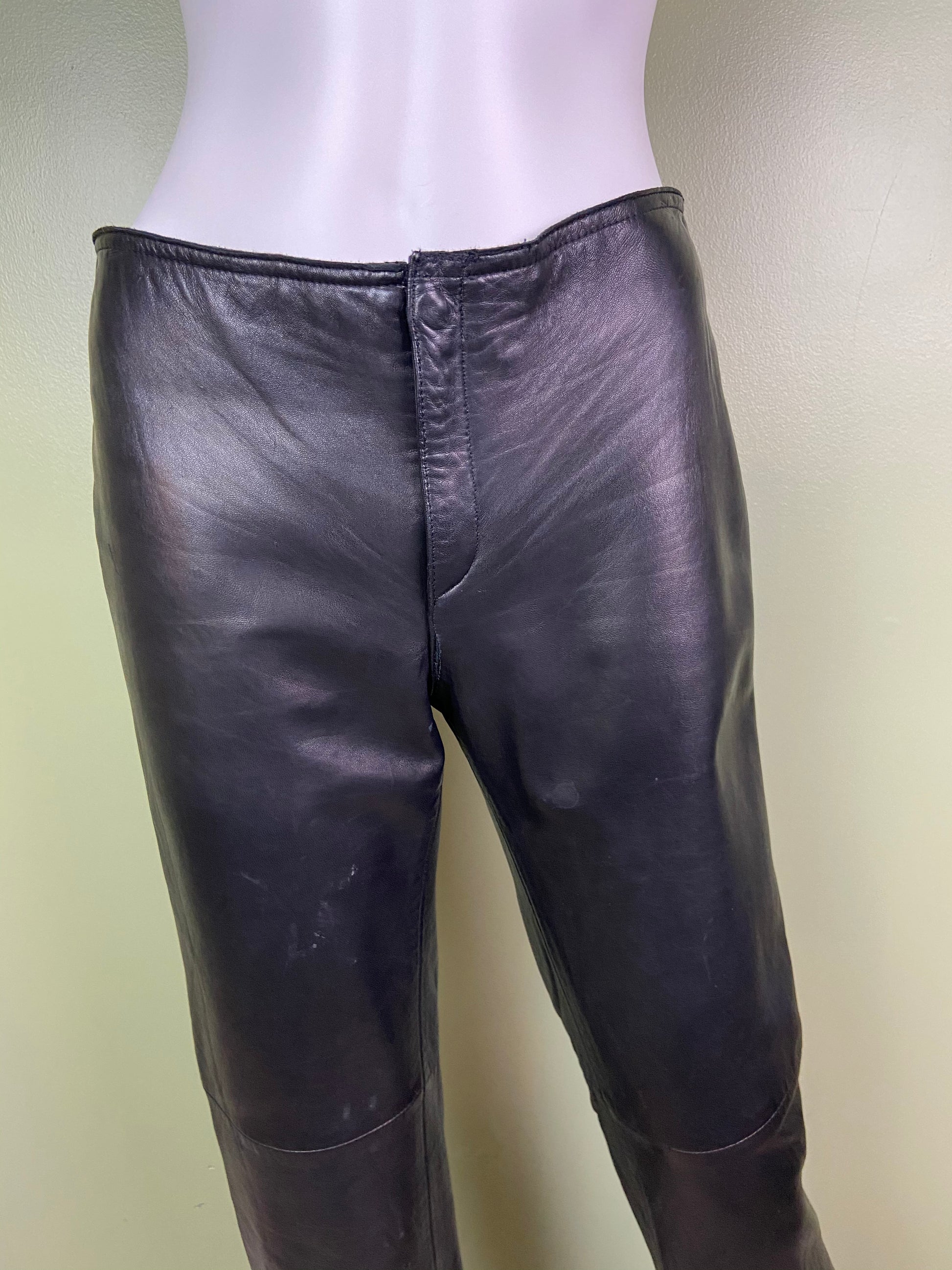 Black Leather Boot Cut Biker Pants Abby Essie