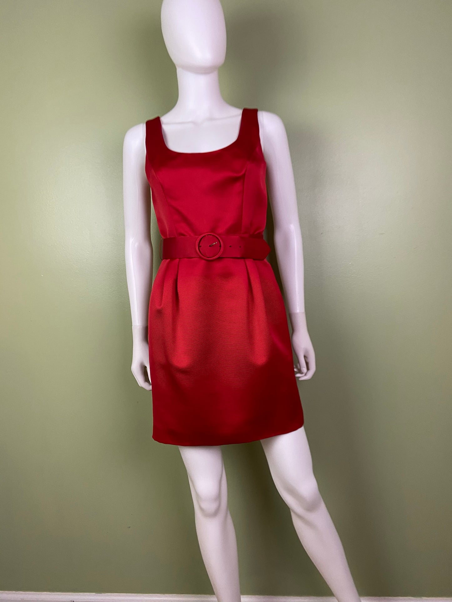 Red Silk KENAR Cocktail Sheath Mini Dress ABBY ESSIE Designer & Vintage