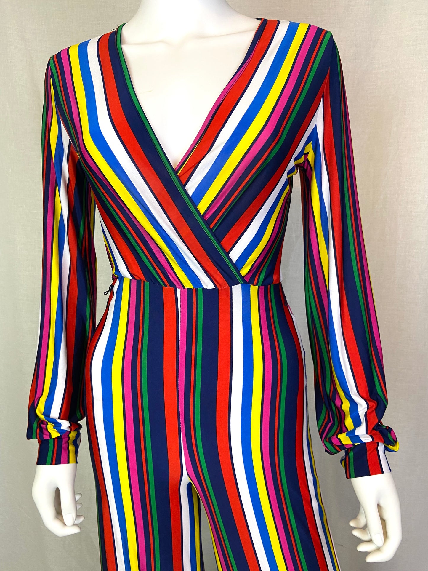 Rainbow Striped Jumpsuit Psntsuit Small ABBY ESSIE STUDIOS
