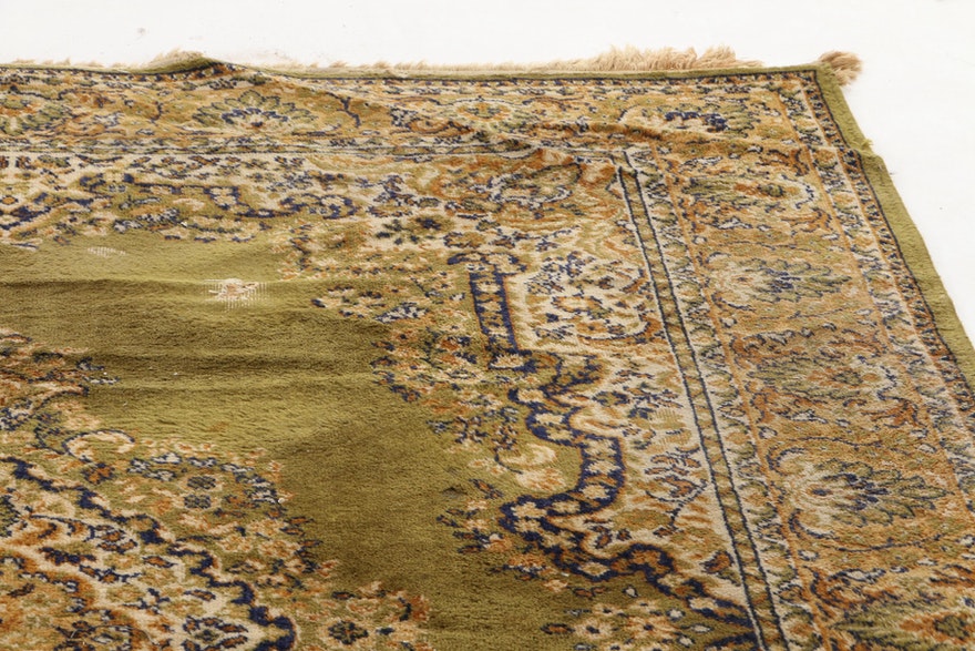 Hollywood Regency Chartreuse Green Floral Wool Room Carpet Rug