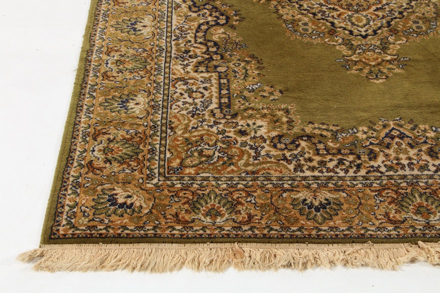 Hollywood Regency Chartreuse Green Floral Wool Room Carpet Rug