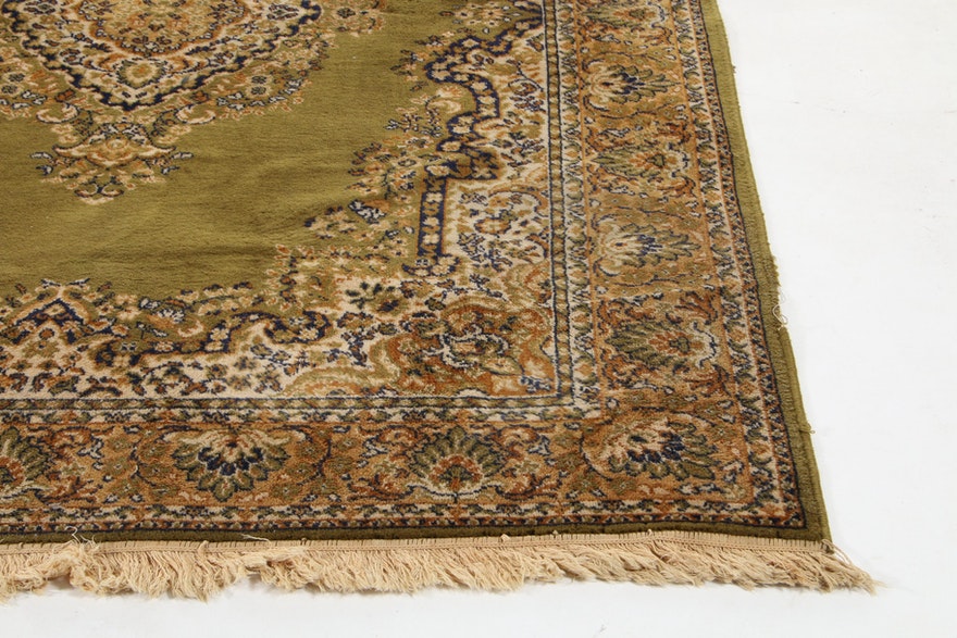 Hollywood Regency Chartreuse Green Floral Wool Room Carpet Rug