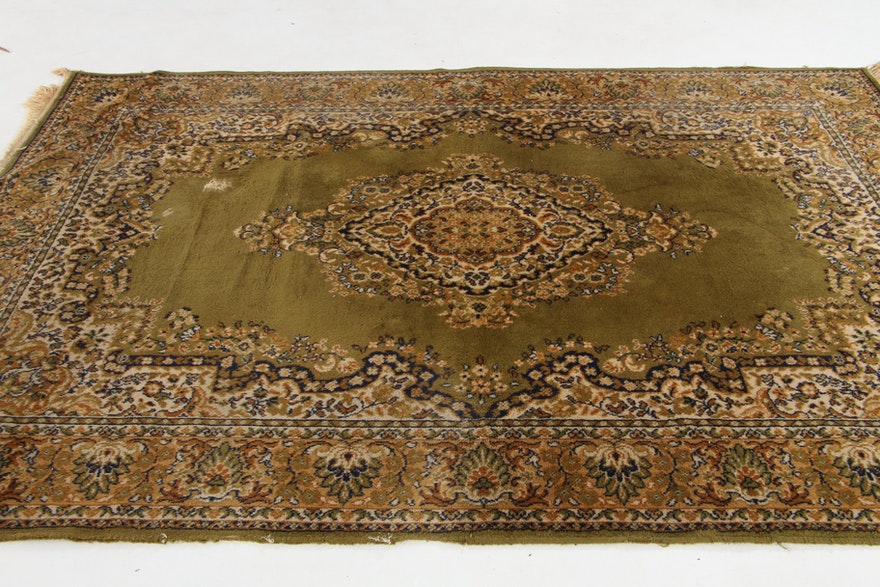 Hollywood Regency Chartreuse Green Floral Wool Room Carpet Rug