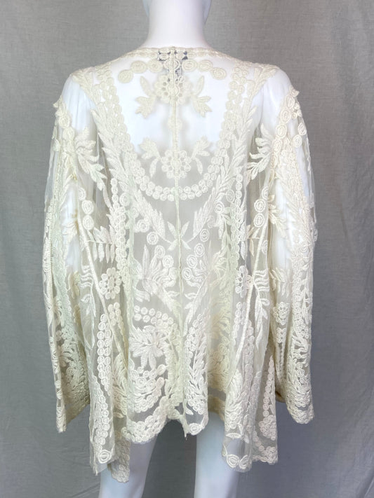 Cream White Lace Victorian Shawl Jacket Coverlet 1X ABBY ESSIE STUDIOS