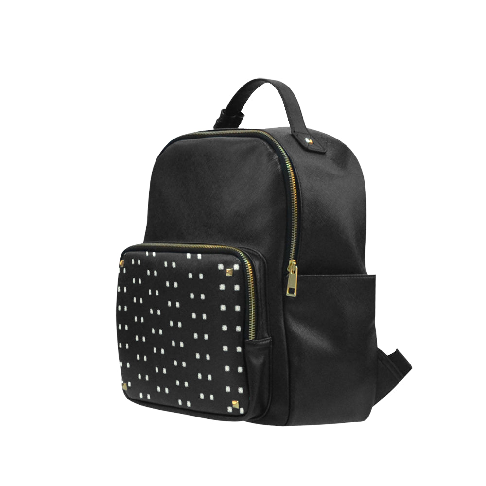 Polka Stripe Coed Leather Backpack e-joyer