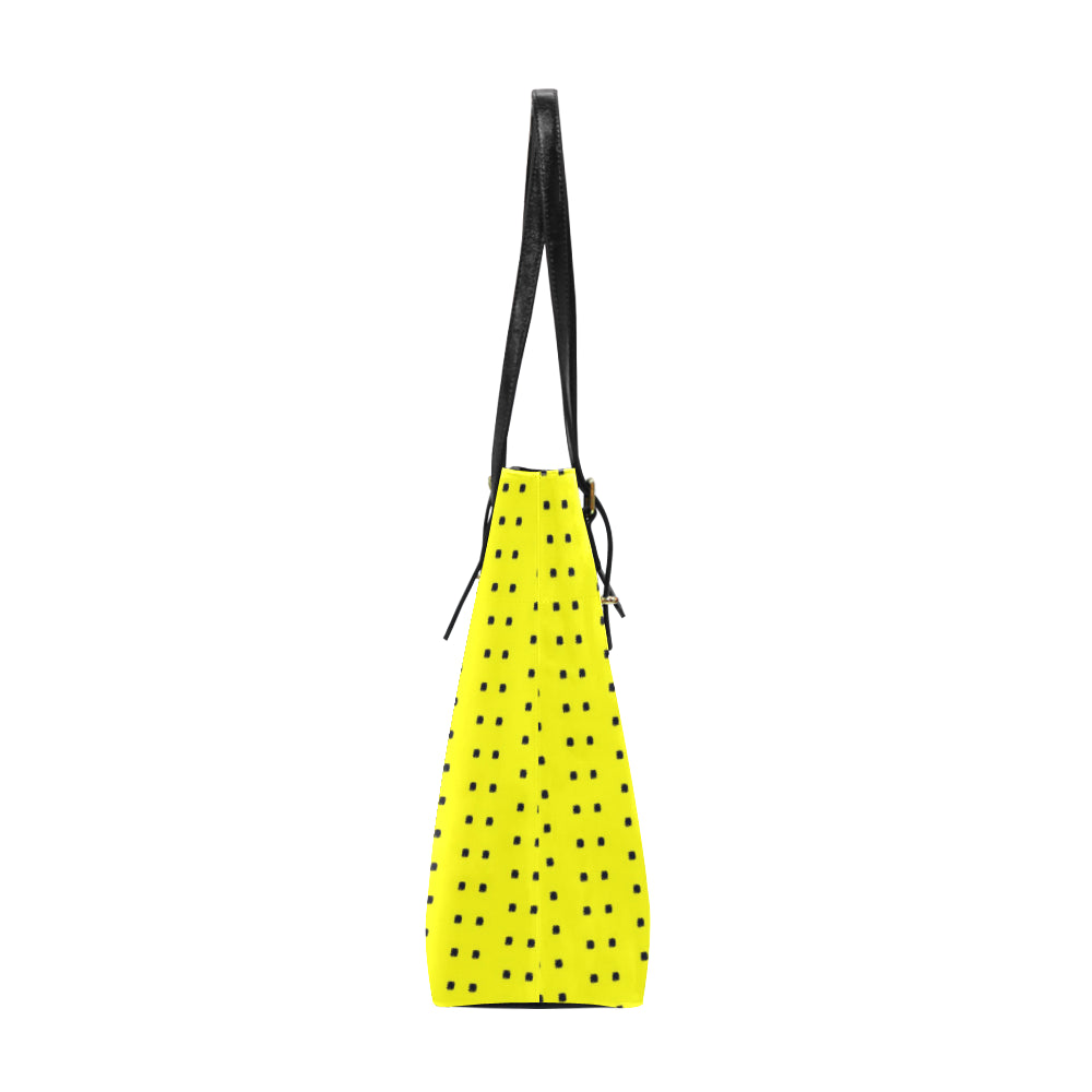 Polka Stripe Classic Leather Tote Bag e-joyer