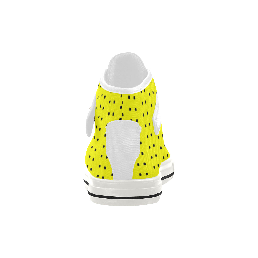 Fabric57 polka dots black yellow large panel crop Aquila Strap Women's Shoes (Model 1202) e-joyer