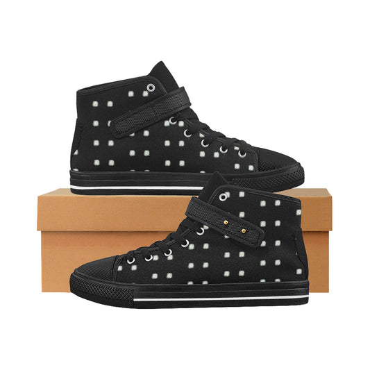 Fabric47 541 kb black bling polka dot Aquila Strap Women's Shoes/Large Size (Model 1202) e-joyer