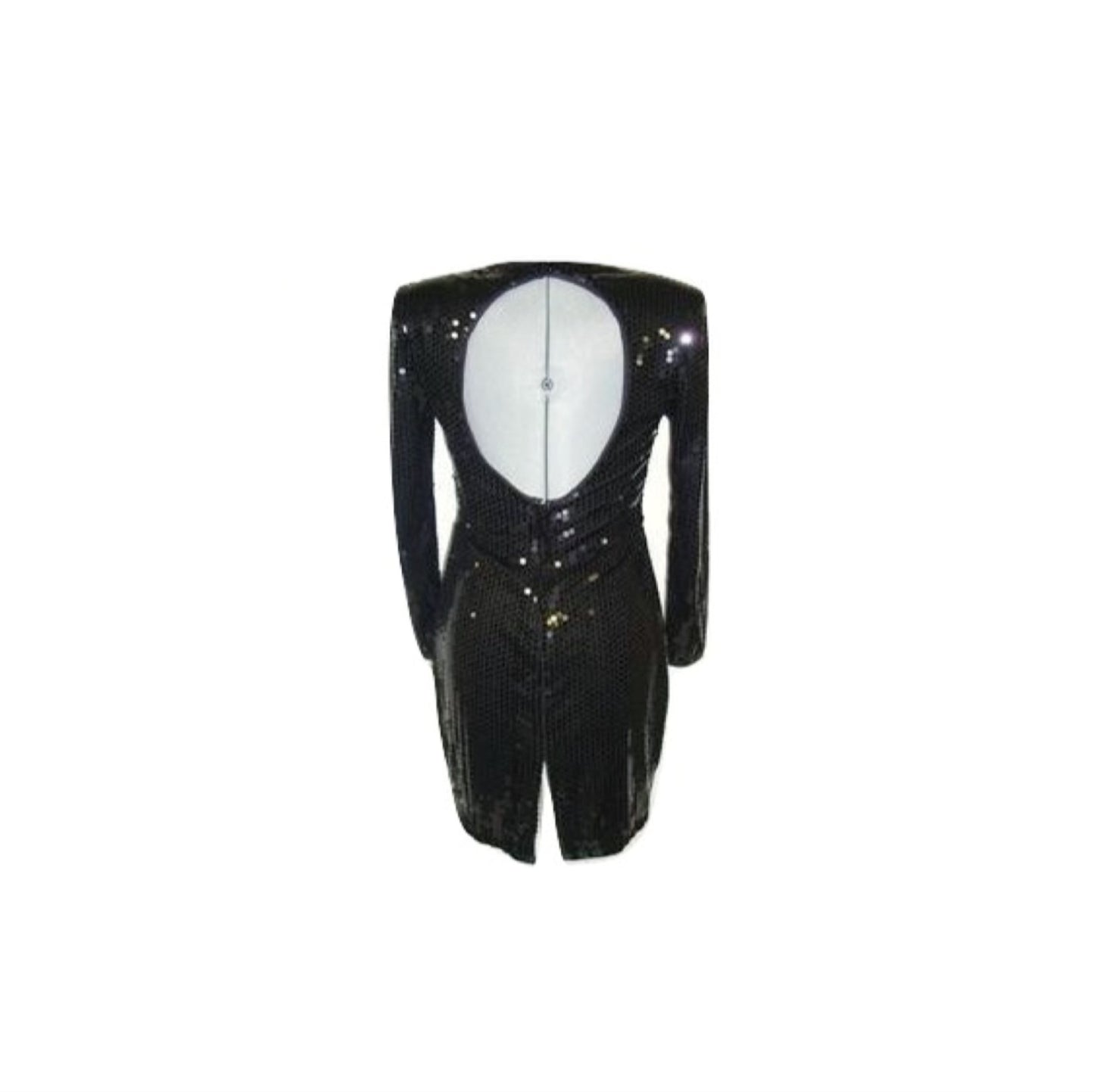 Vintage Black Sequin Stretch Open Back Wiggle Cocktail Dress 10 Medium Ld-2428