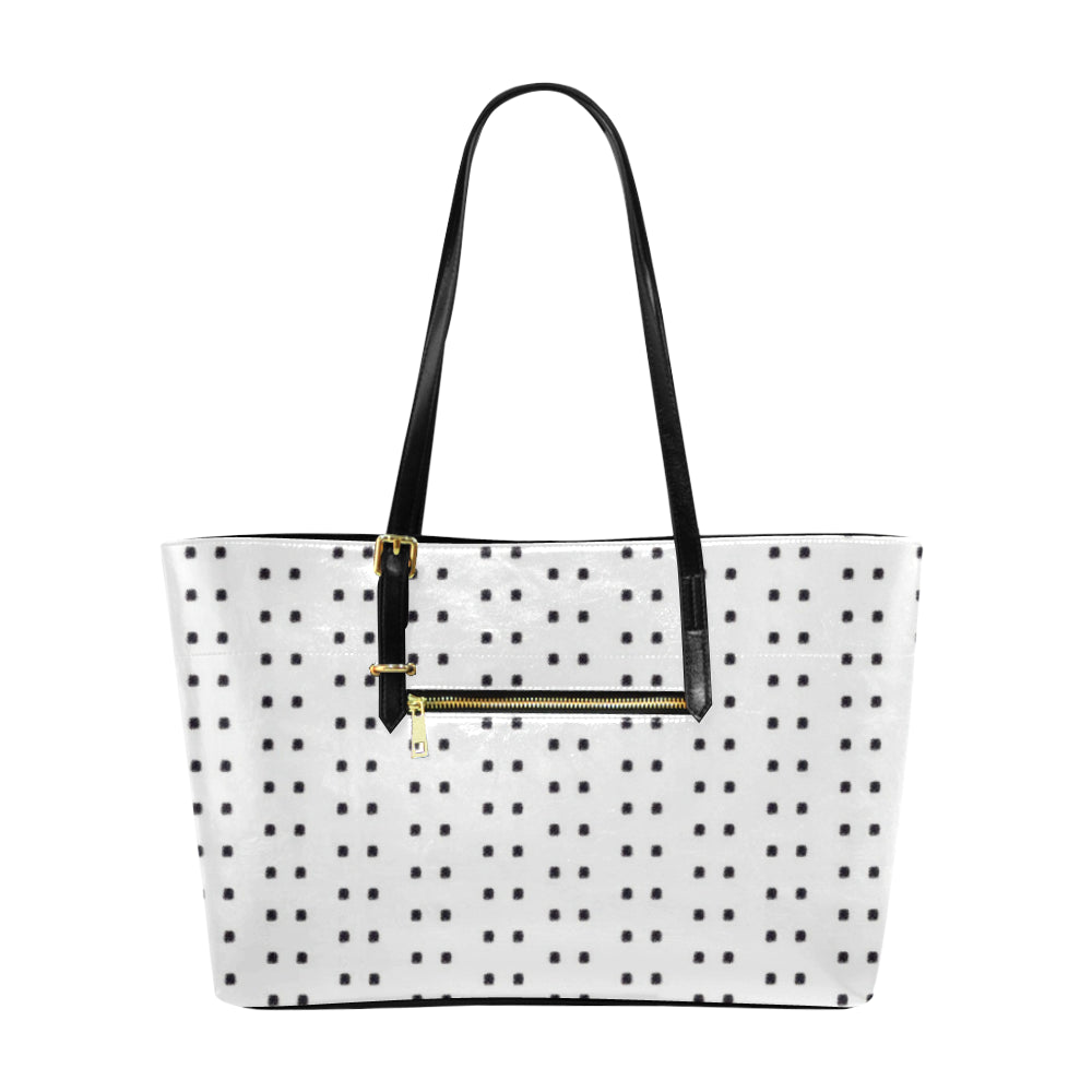 Polka Stripe Classic Leather Tote Bag e-joyer