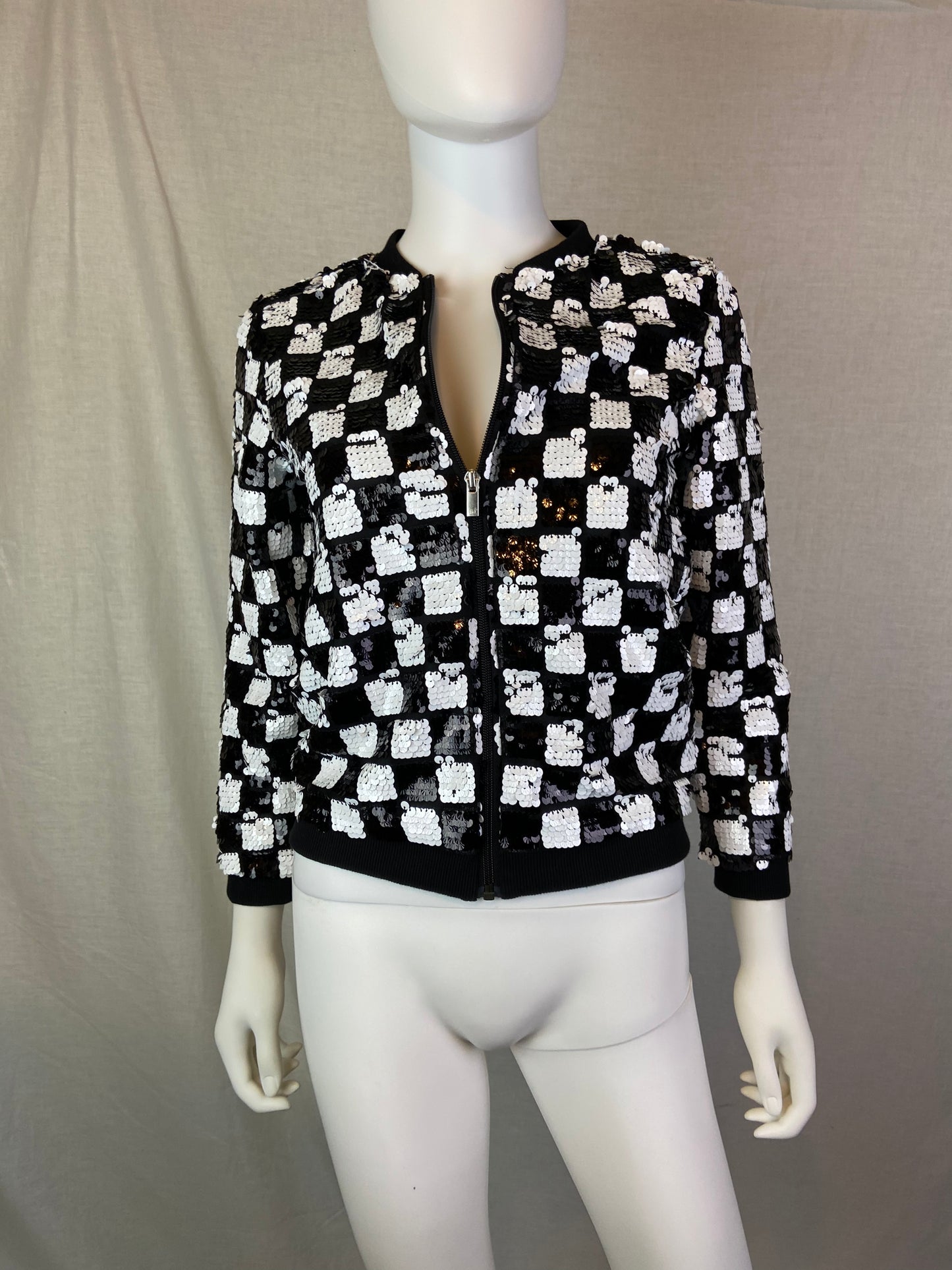 Black White Checkerboard Sequin Jacket
