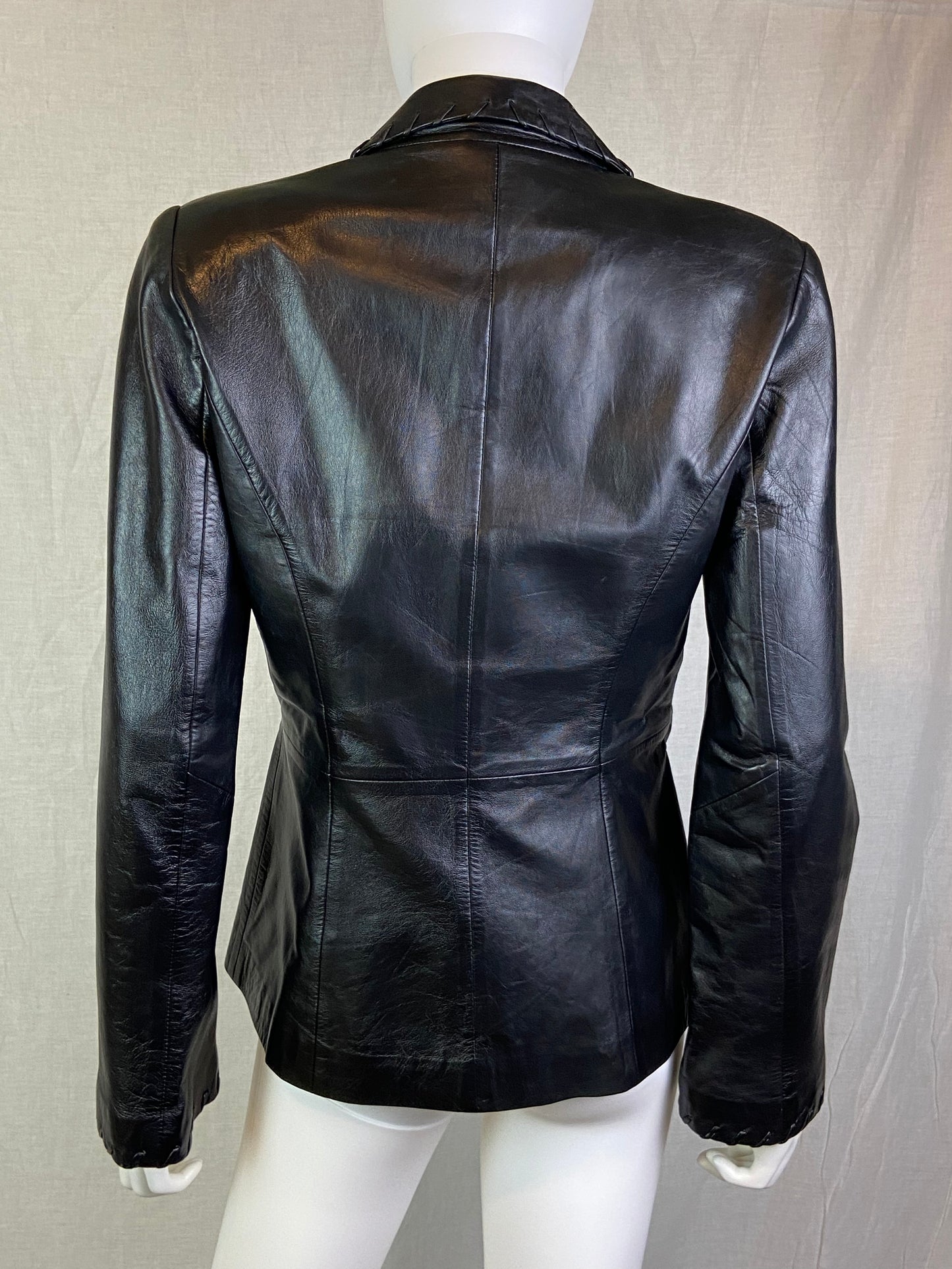 Cache Black Leather Blazer Jacket